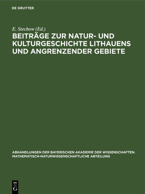 cover image of Beiträge zur Natur- und Kulturgeschichte Lithauens und angrenzender Gebiete